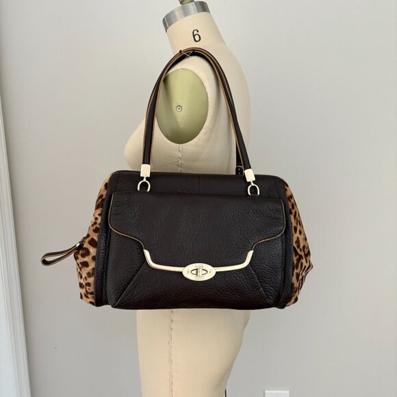 Coach Madison Madeline Printed Cow Hide Turn Lock Chain Bag Satchel - Picture 1 of 16